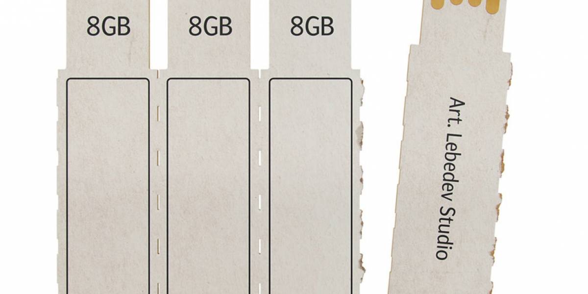 Una memoria USB de cartón para guardar todos los archivos desechables