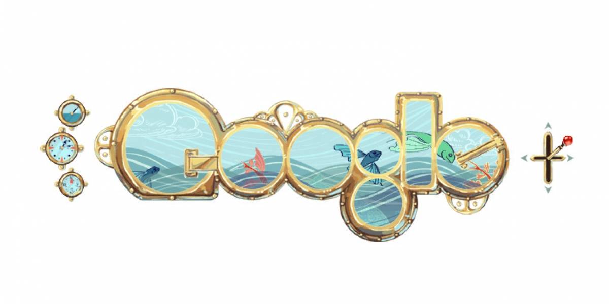 Google celebra el natalicio de Jules Verne con un doodle submarino