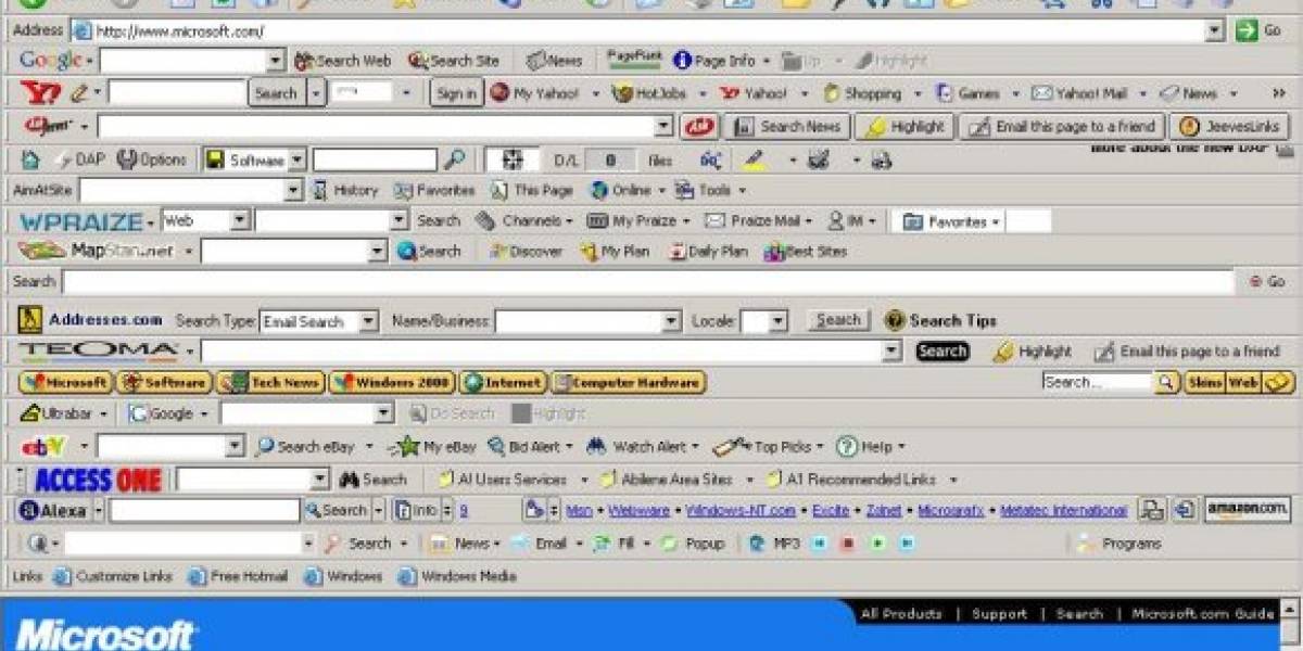 Microsoft culpa a las barras de herramientas del 70% de las caídas de Internet Explorer