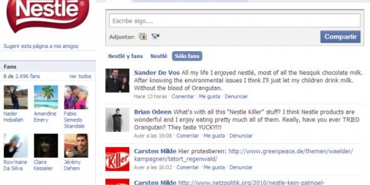 Desastre de Nestlé en su página de Facebook
