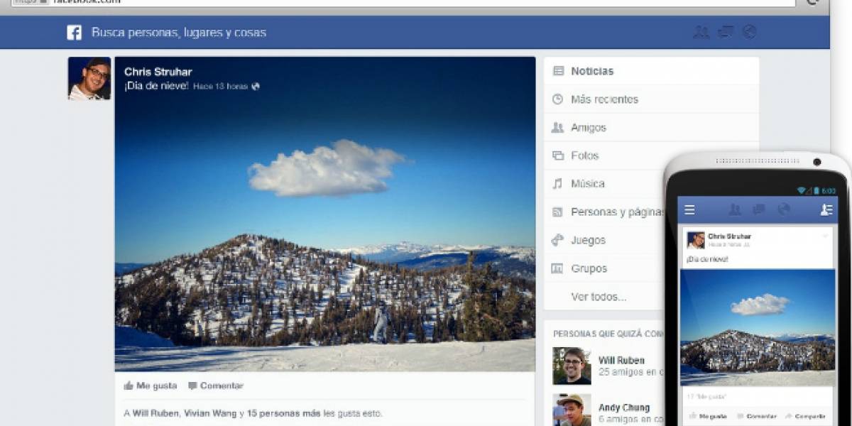 Así se ve el nuevo News Feed de Facebook