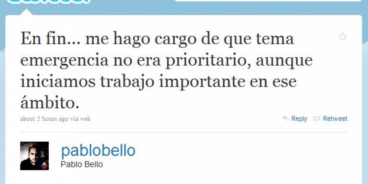 Pablo Bello se defiende por Twitter tras críticas a su gestión