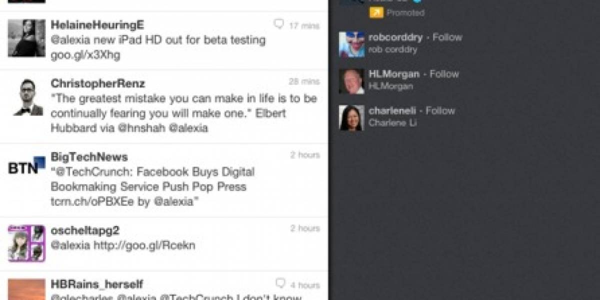 Twitter mejora su app para iPad con HTML5