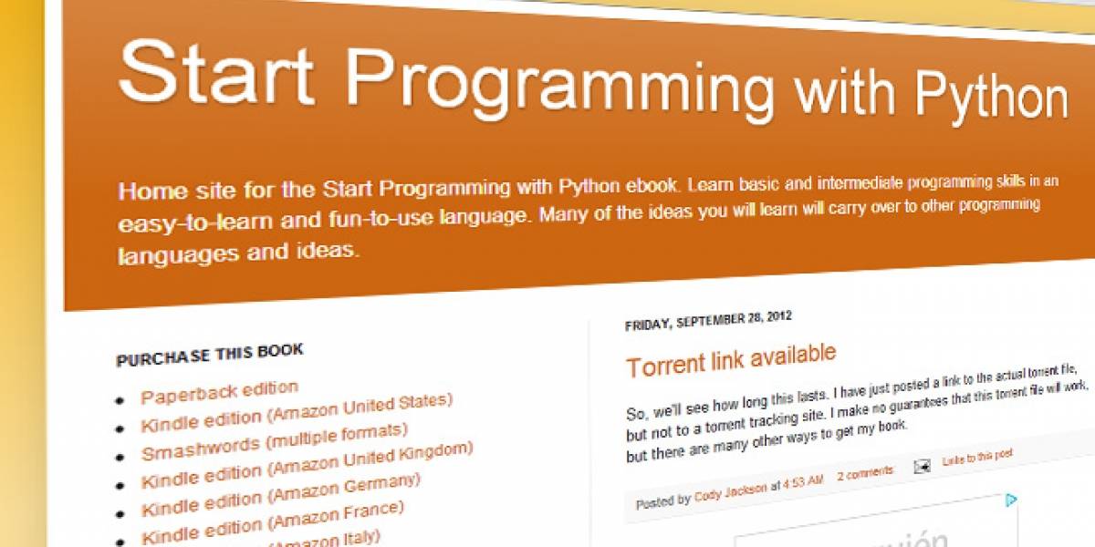 Google elimina AdSense en el sitio de un escritor por poner su libro gratis en BitTorrent