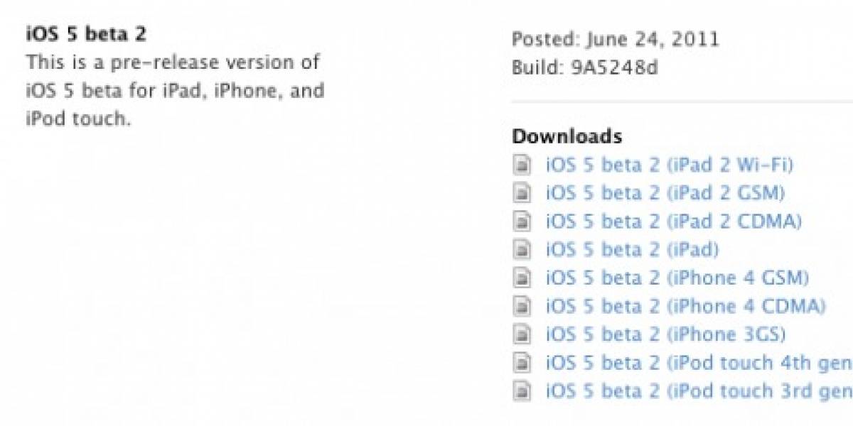 Apple libera iOS 5 en su segunda beta, la 9A5248d