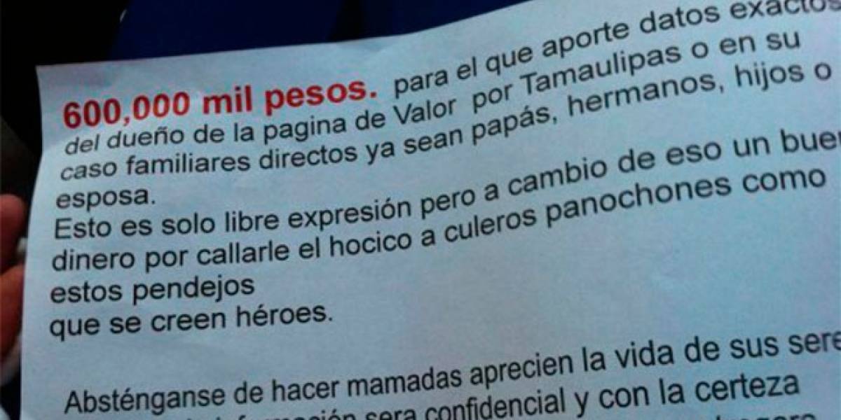 México: Narco ofrece recompensa por un tuitero de Tamaulipas