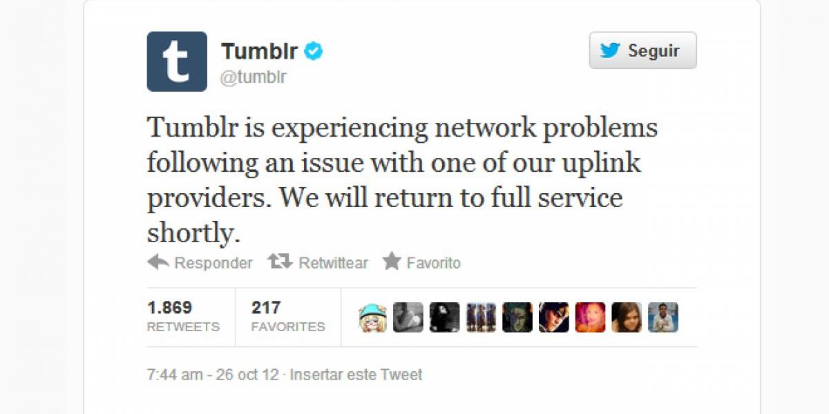 Tumblr se cae y deja millones de blogs fuera de servicio (Actualizado)