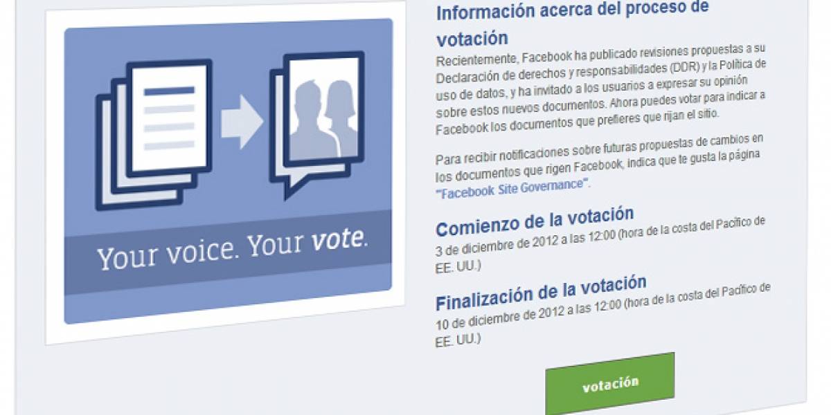 Usuarios de Facebook tienen 7 días para decidir si mantienen su derecho a votar