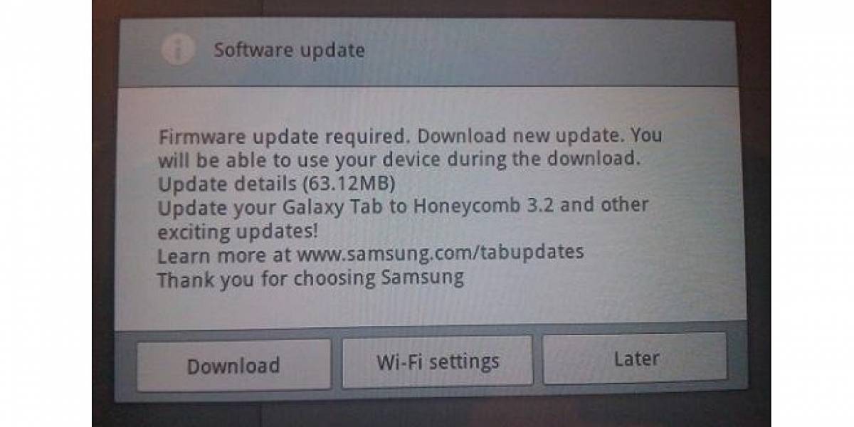 Samsung Galaxy Tab 10.1 se actualiza a Android 3.2 pero tiene algunos problemas