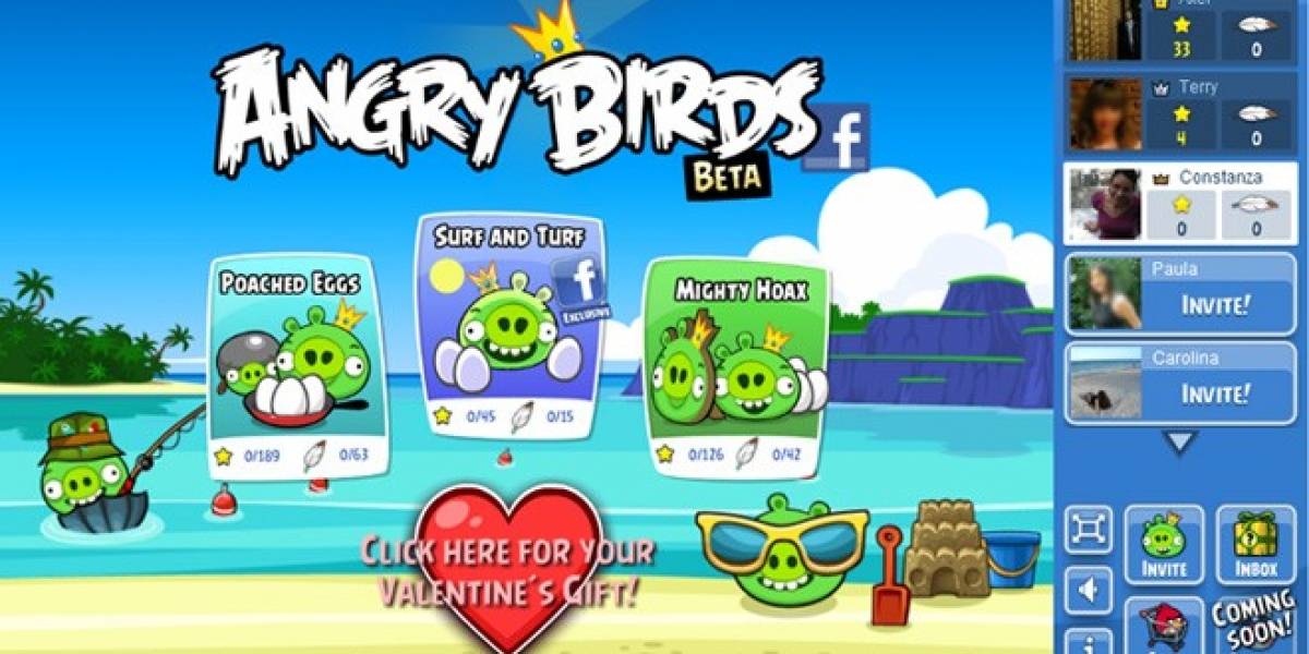 Angry Birds llegó a Facebook como regalo de San Valentín