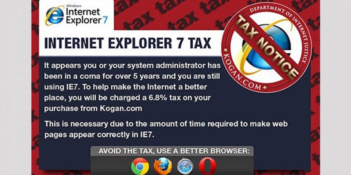 Tienda online australiana les cobrará más a los clientes que usen Internet Explorer 7