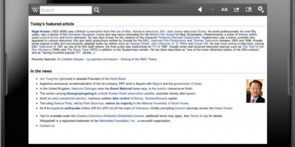 Wikipedia lanza aplicación para la tableta PlayBook
