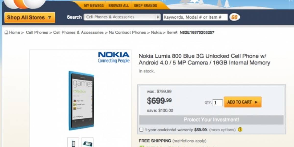 ¡Fin de la discusión! A la venta Nokia Lumia 800 corriendo Android 4.0