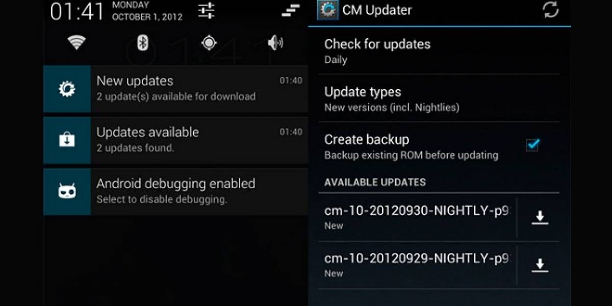 CyanogenMod 10 agrega actualizaciones OTA con CM Updater