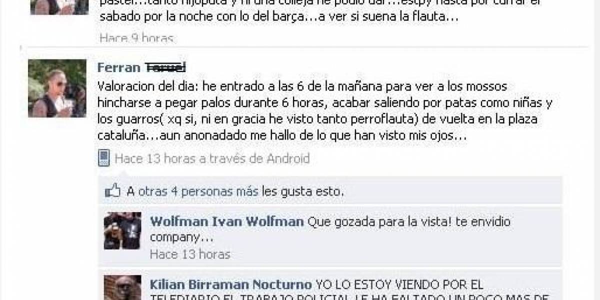España: Abren expediente a un policía por alentar a la violencia en Facebook