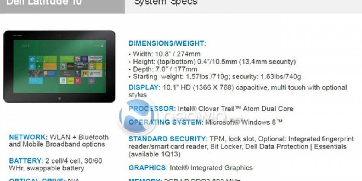 Se filtra la nueva tableta Dell con Windows 8