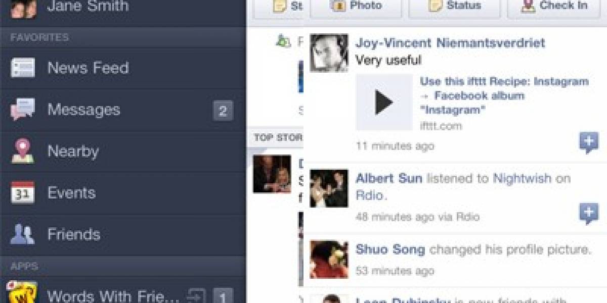 Sistema operativo del smartphone de Facebook se parece a aplicación de la red social para iPhone