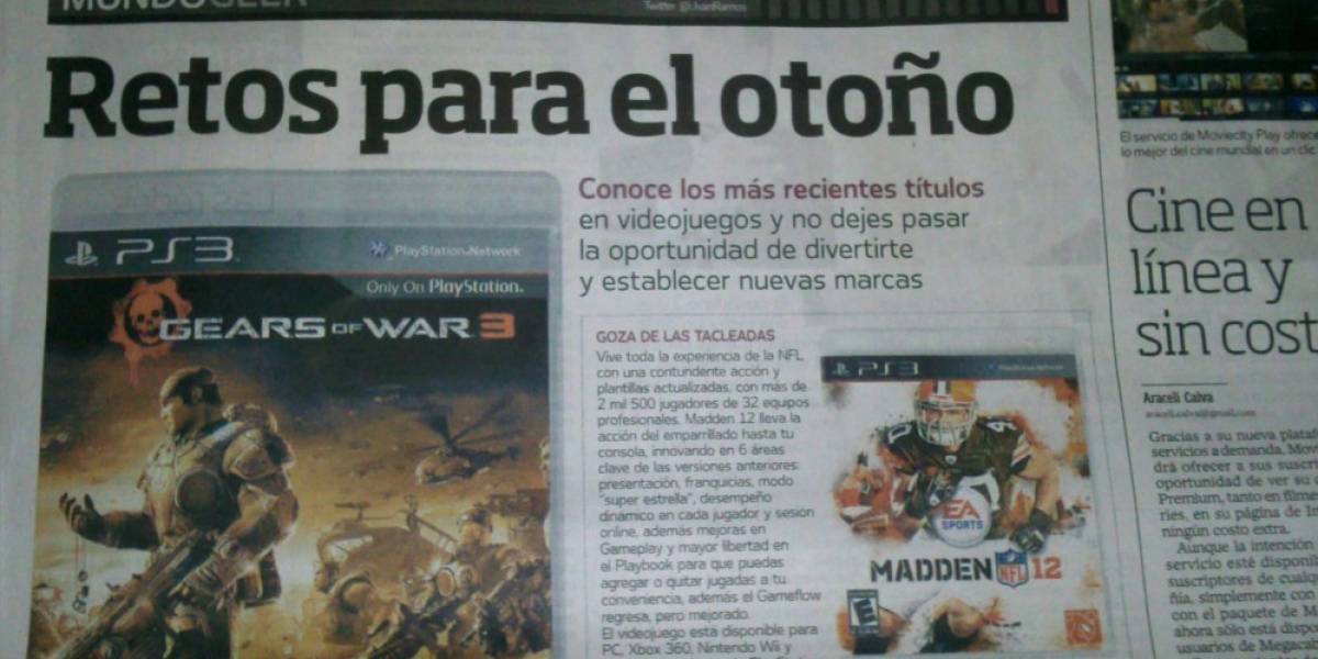 Periódico El Universal comete error con Gears of War 3