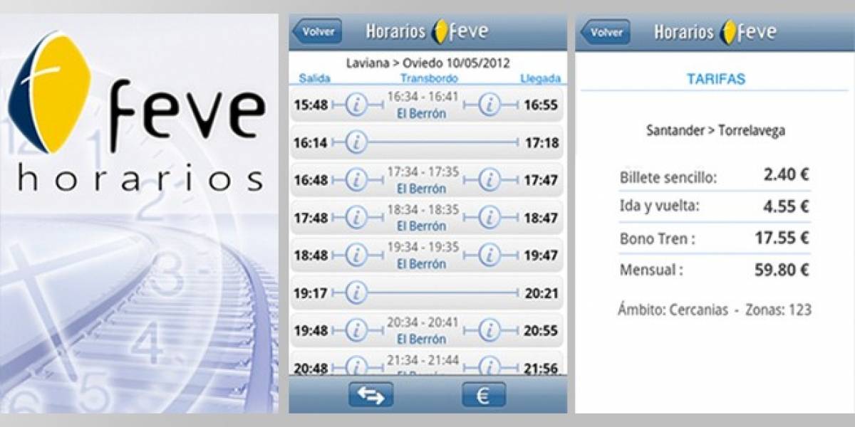 España: Horarios y precios de los trenes de Feve en tu móvil o tablet