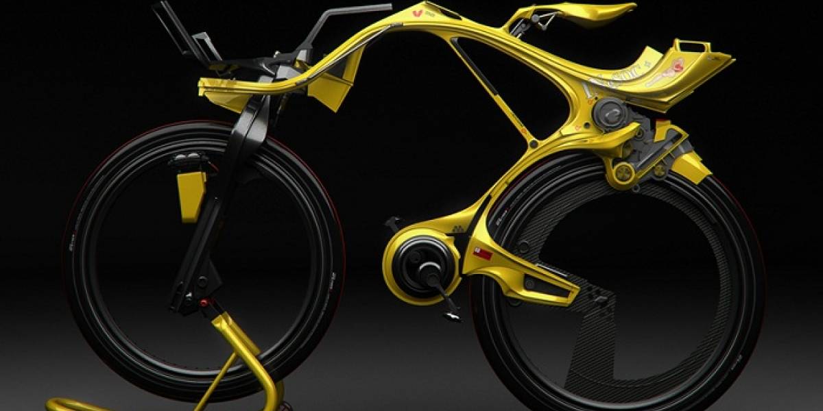 Esta bicicleta híbrida no tiene cadena ni rayos y parece un bicho