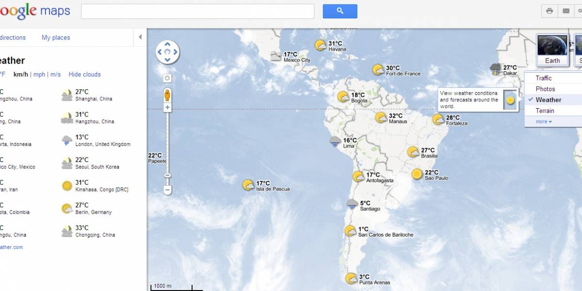 Google Maps ahora da el pronóstico del tiempo