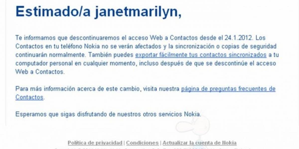 Nokia elimina el acceso Web a Contactos OVI