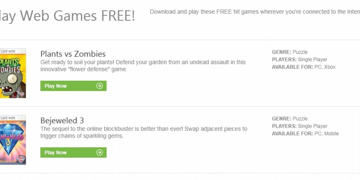 Cuatro juegos de PopCap se vuelven jugables gratuitamente a través de Xbox.com