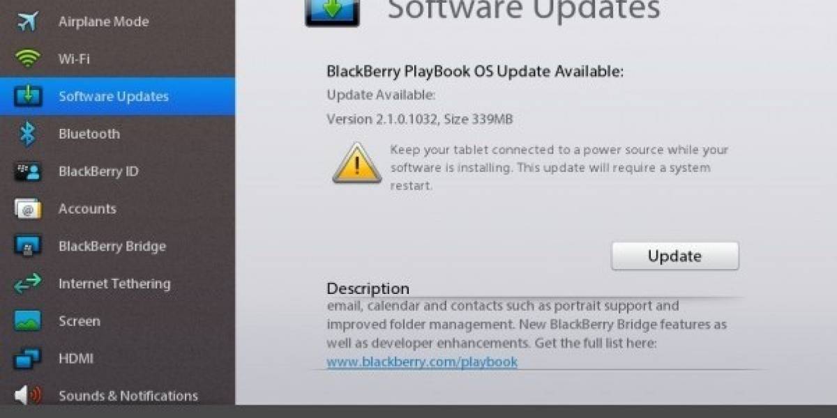 RIM libera actualizaciones de BlackBerry PlayBook y del software Bridge