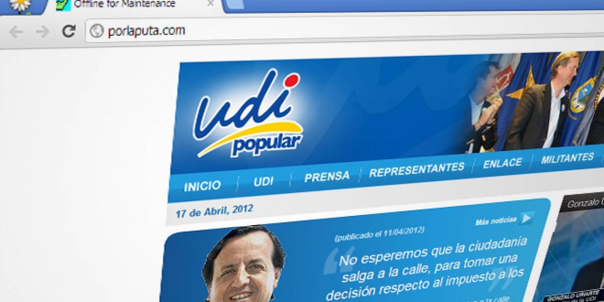 Chile: Porlaputa redirige al sitio de la UDI tras supuesto hackeo