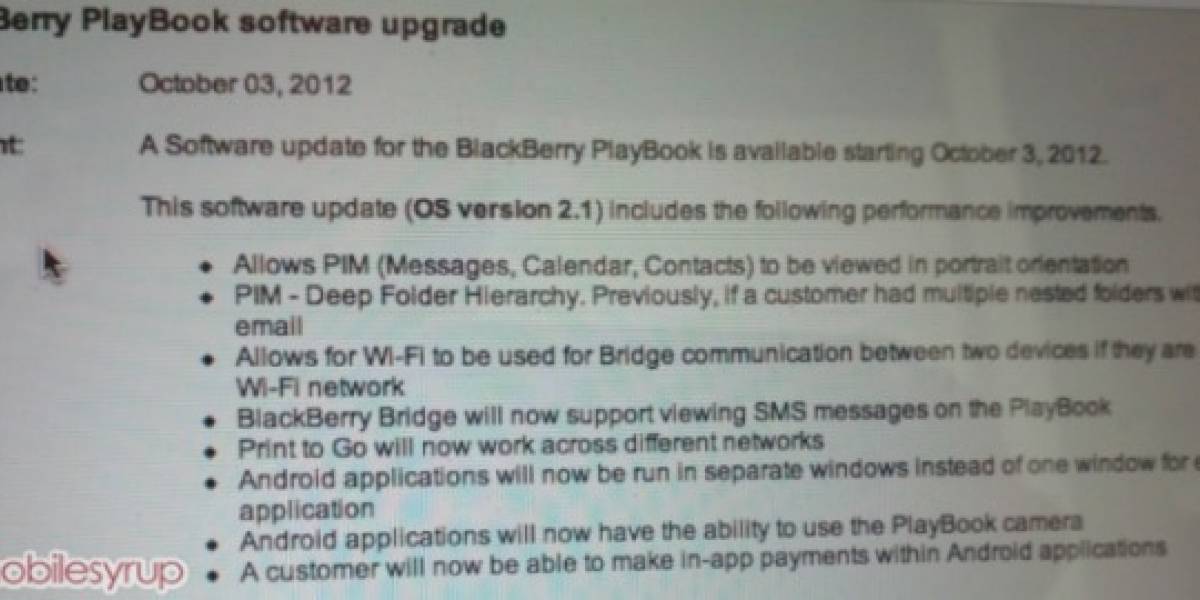 BlackBerry PlayBook OS en su versión 2.1 podría ser liberado este miércoles