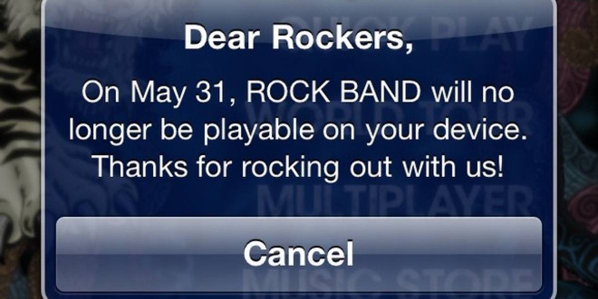 Rock Band para iOS se acaba el 31 de mayo, pero sigue a la venta como si nada