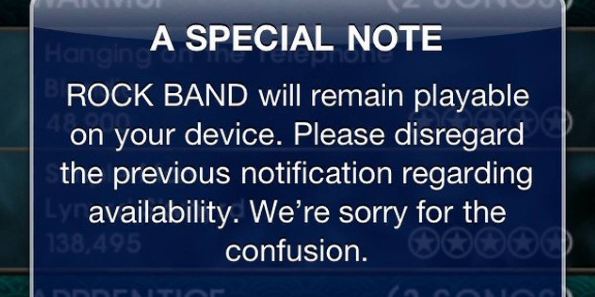 EA se retracta y Rock Band en iOS se podrá seguir jugando como si nada