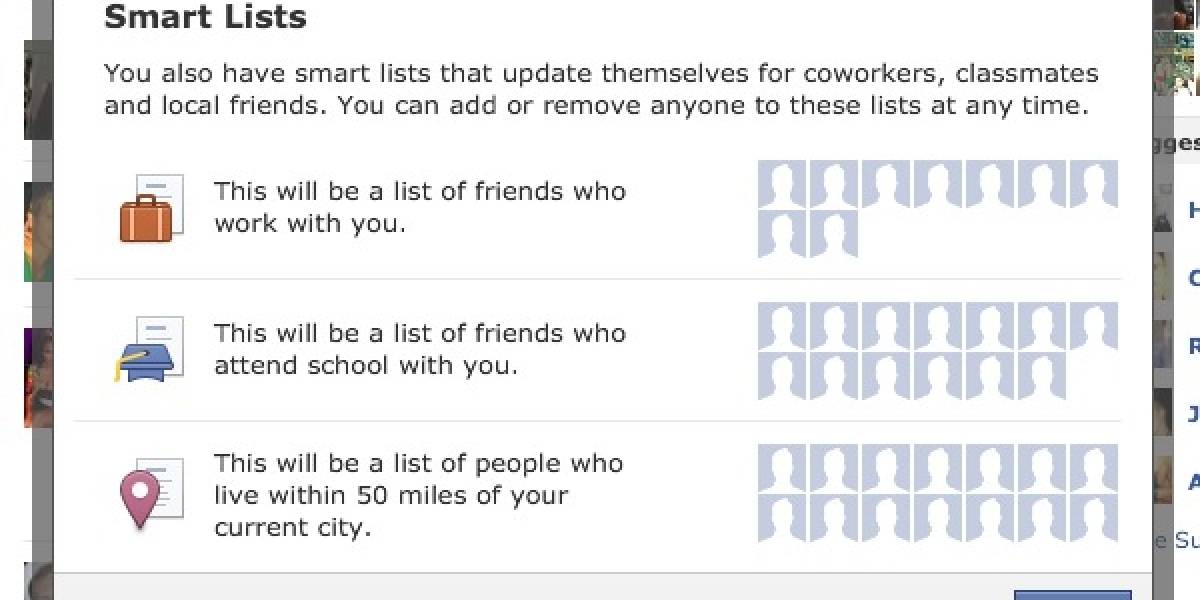 Facebook implementa "listas inteligentes" para agrupar a tus contactos
