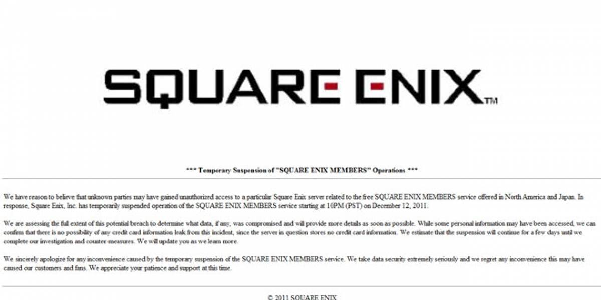 Atacan a Square Enix dejando a 1.8 millones de cuentas comprometidas