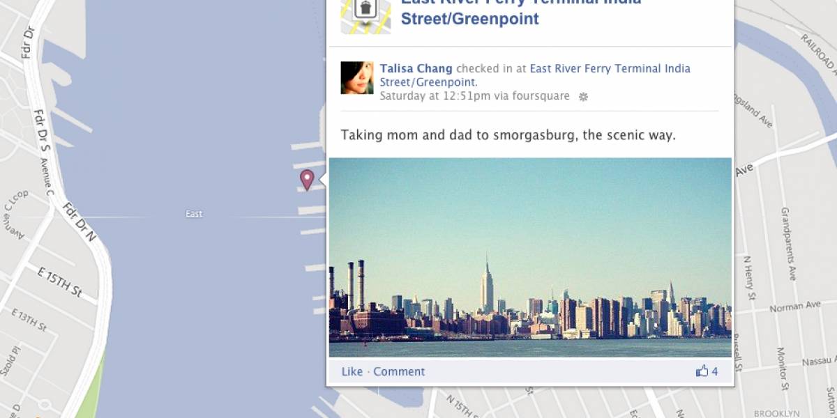 Foursquare permite integrar nuestros check-in en el mapa del Timeline de Facebook