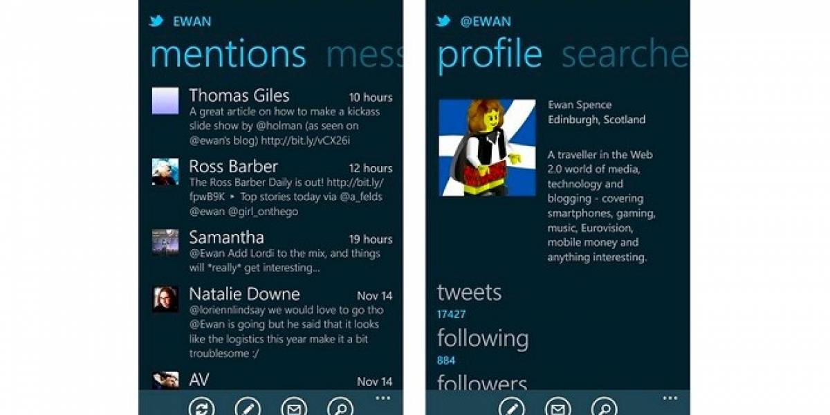 Twitter para Windows Phone Mango recibe actualización