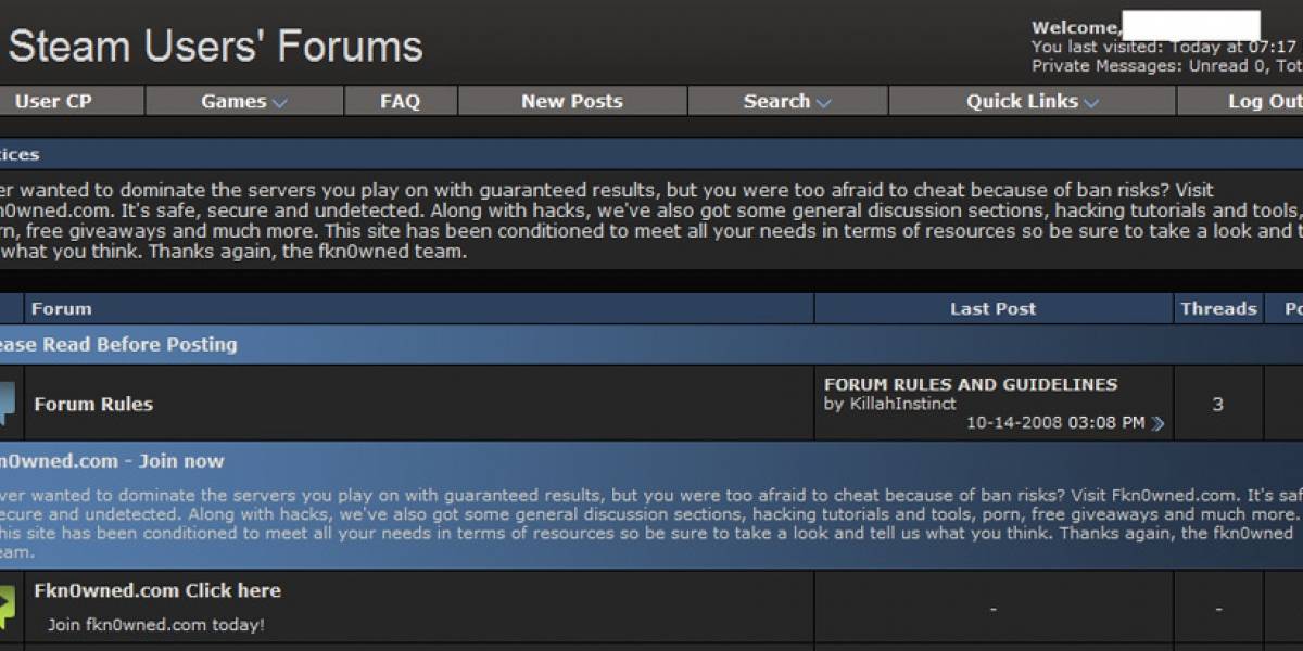 Se reporta que los foros de Steam están offline por supuesto hackeo