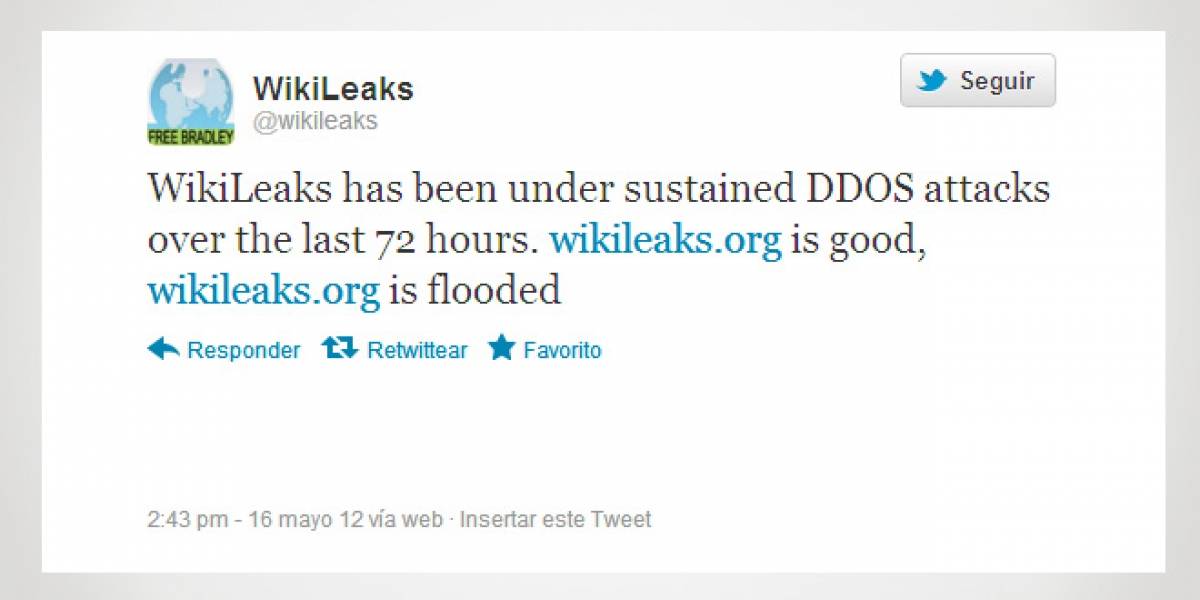 WikiLeaks también estaría afectado por un ataque DDoS