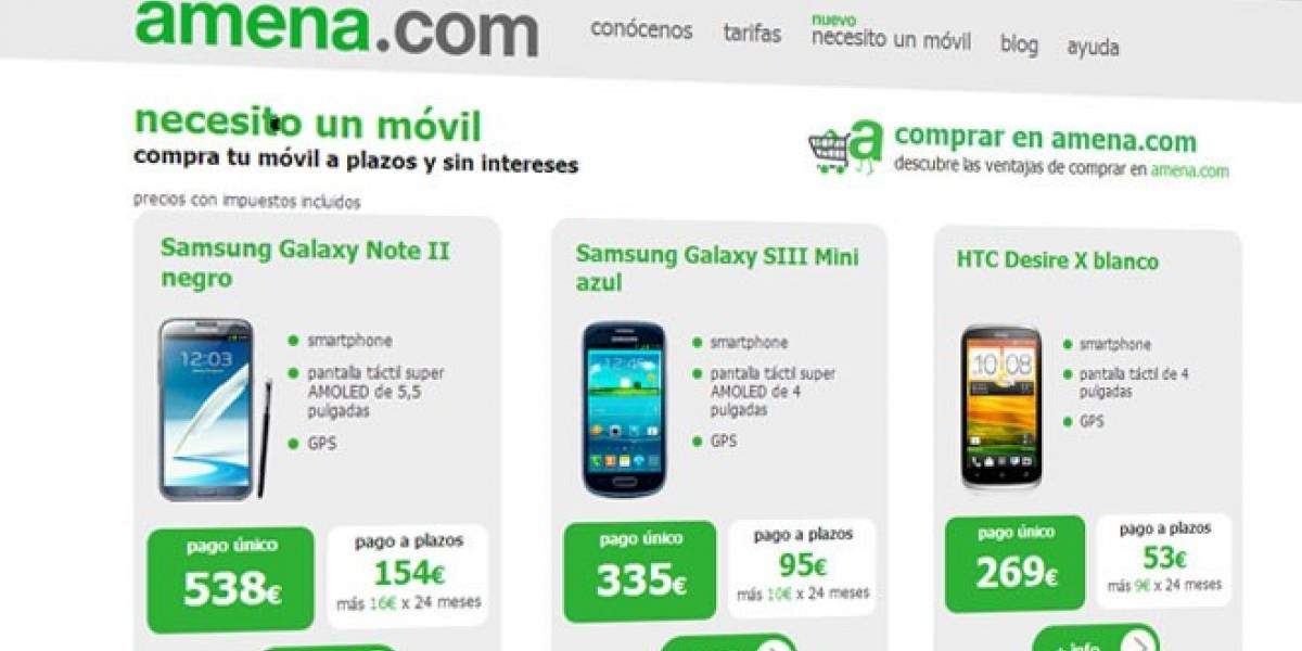 España: Operadora amena.com comienza a vender móviles en Internet