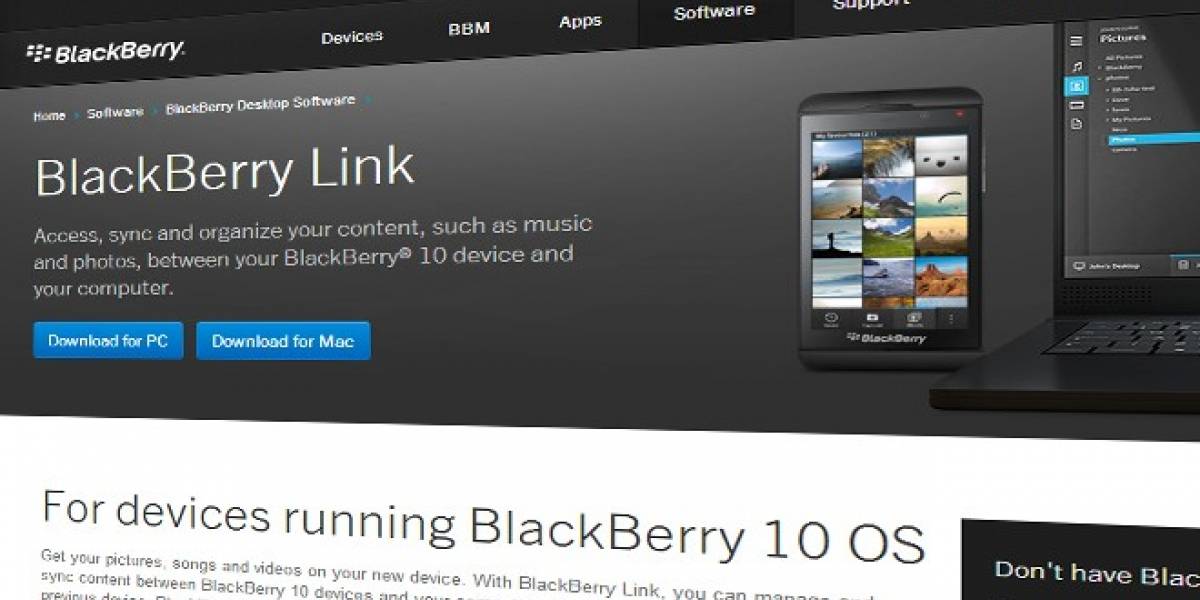 Software BlackBerry Link para BlackBerry 10 y PlayBook ya está disponible para su descarga
