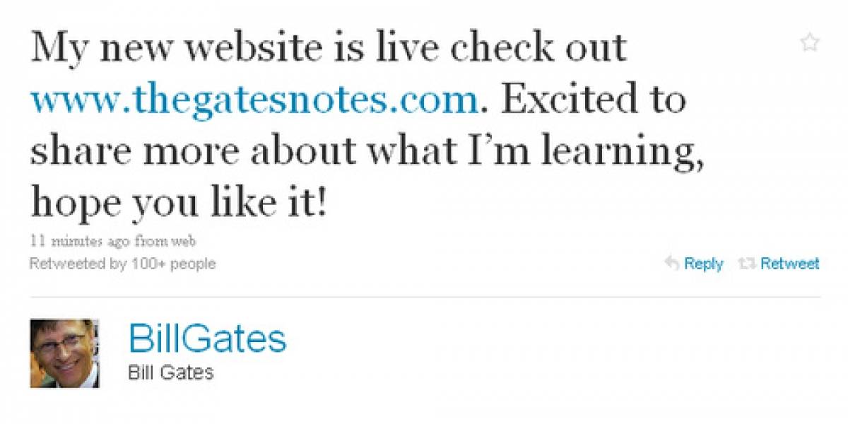 Bill Gates estrena sitio web junto con su cuenta de Twitter