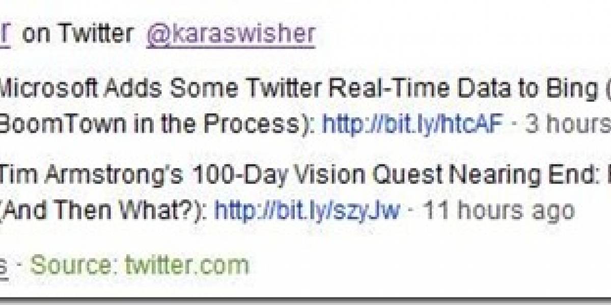 Bing muestra las actualizaciones de Twitter en sus búsquedas