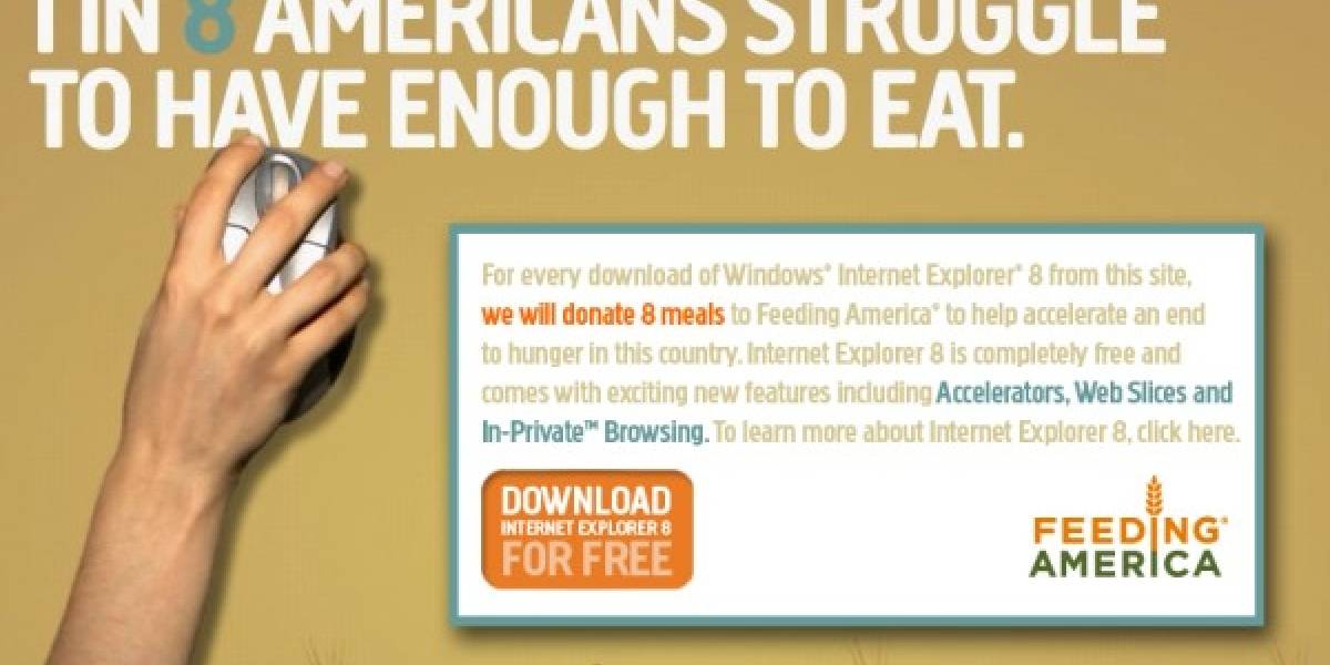 Impresentable: Microsoft dona comida a cambio de descargar IE8