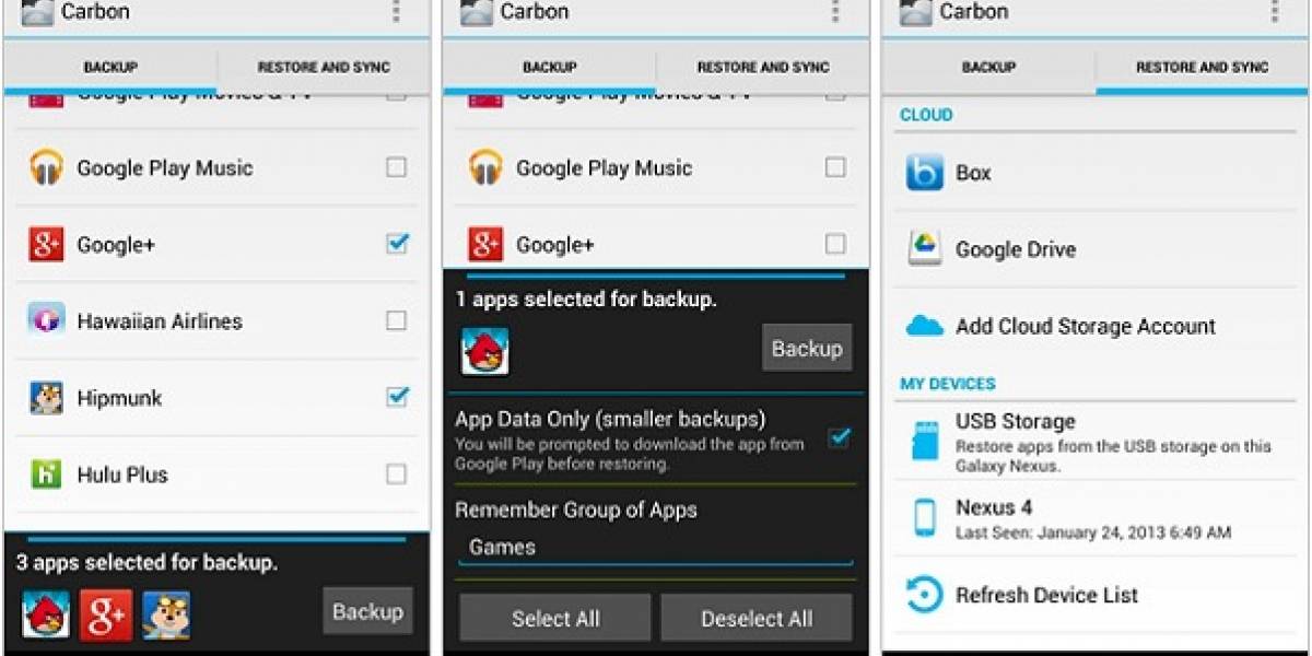Carbon Backup ya disponible para Android en su versión final
