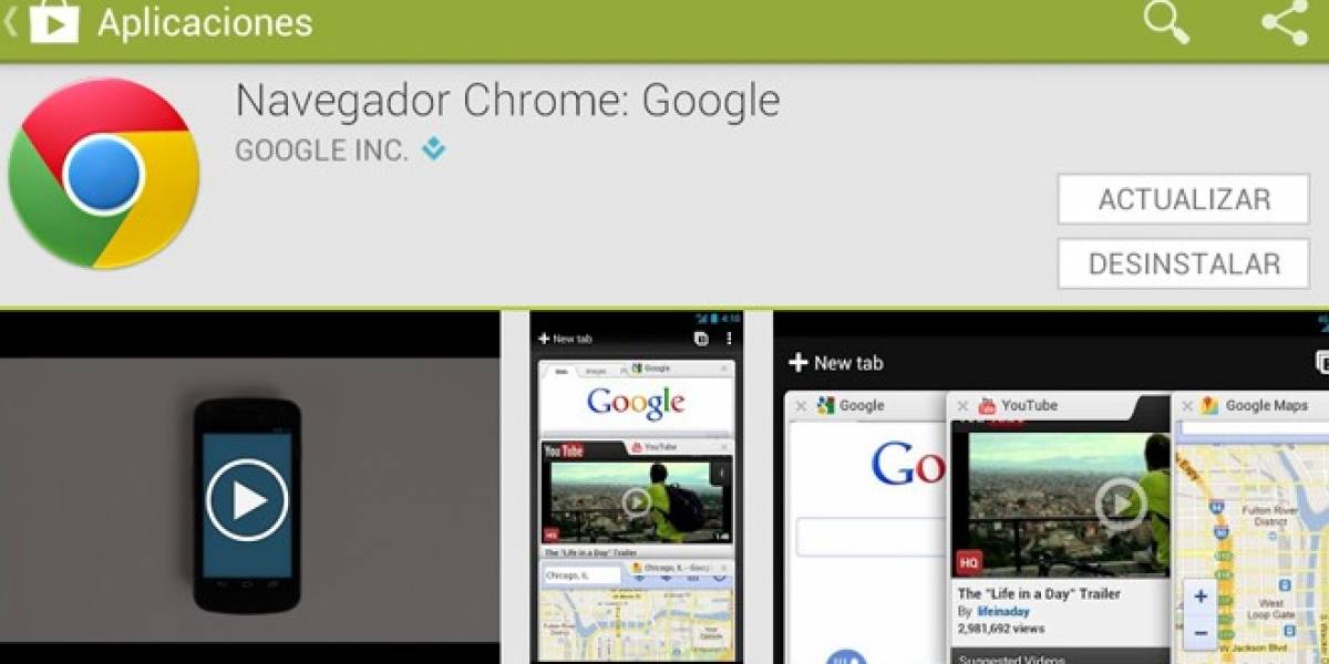 Navegador web Google Chrome se actualiza para Android