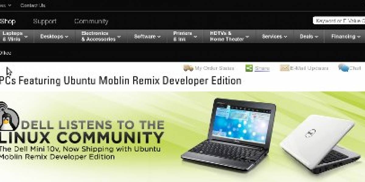 Dell lanza netbook con Ubuntu Moblin remix preinstalado
