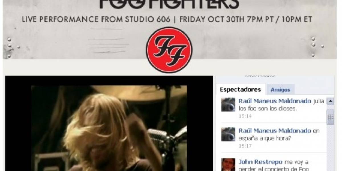 Foo Fighters transmitirá concierto en Facebook