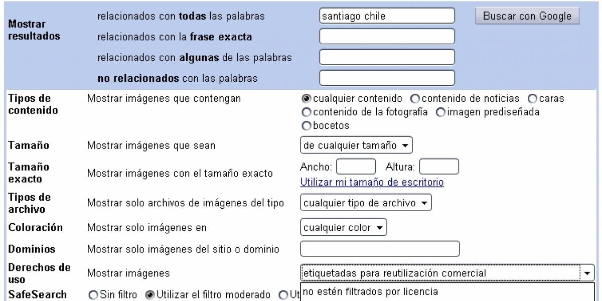 Buscador de imágenes de Google ahora permite filtrar según licencia de uso