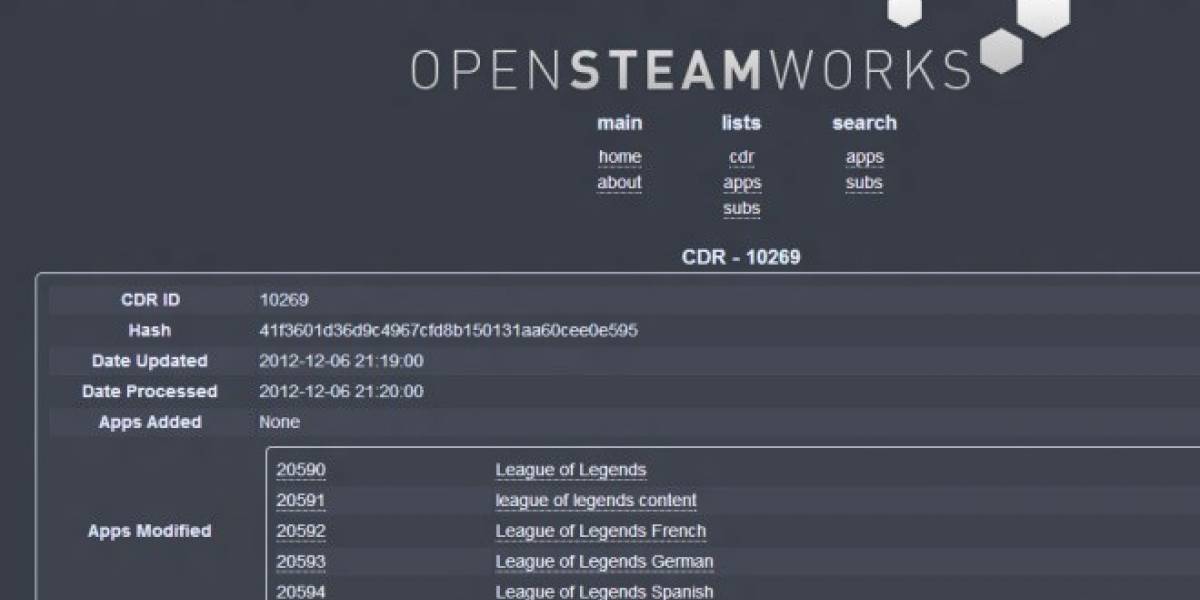 League of Legends aparece en el registro de Steam