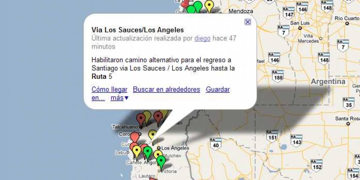 Terremoto Chile: mapa para informar sobre caminos y carreteras cortadas